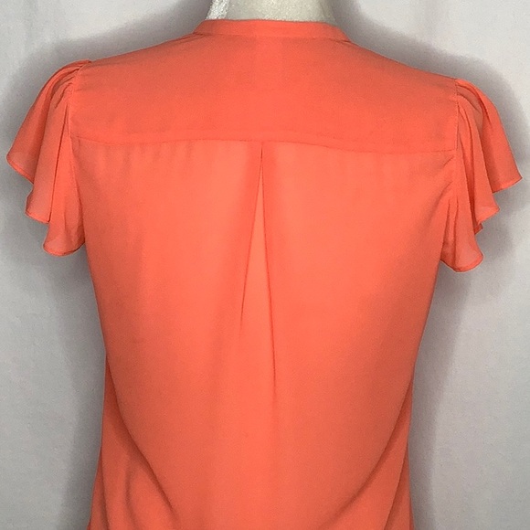 H&M Orange Button Down Blouse With Pintuck Detail Size 6 - Picture 5 of 16
